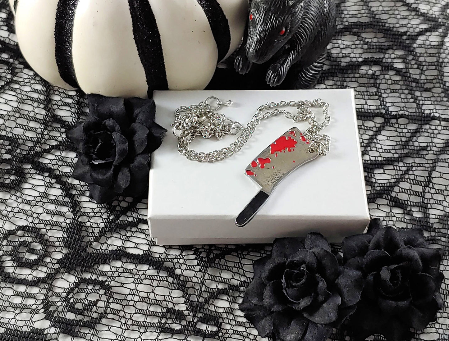 Bloody Butcher Knife Necklace |  Gory Gore Necklace | Spooky Slice of Horror | Horror Jewelry