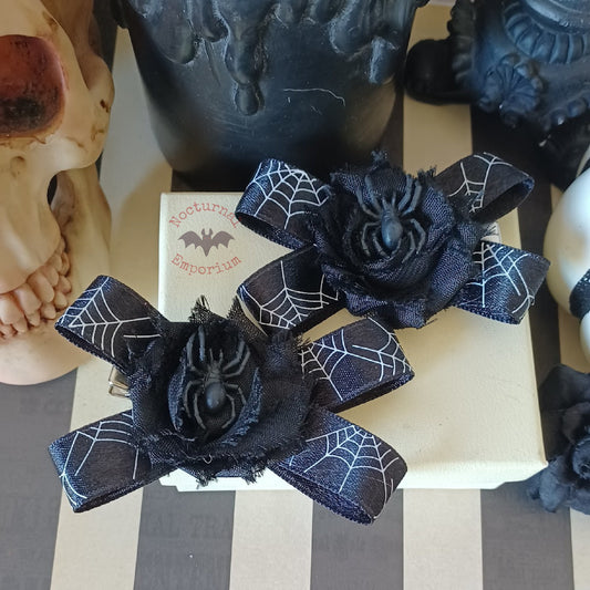 Gothic Spider Hair Bows | Creepy Chic Spider Hair Bows | Handcrafted Gothic Halloween Accessories | Gothic Hair Accessories