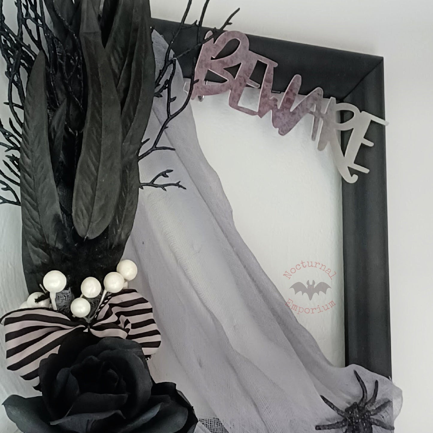 Medium Beware Picture Frame Wreath | Picture Frame Decor | Halloween Door Hanger | Spooktacular Halloween Wreath