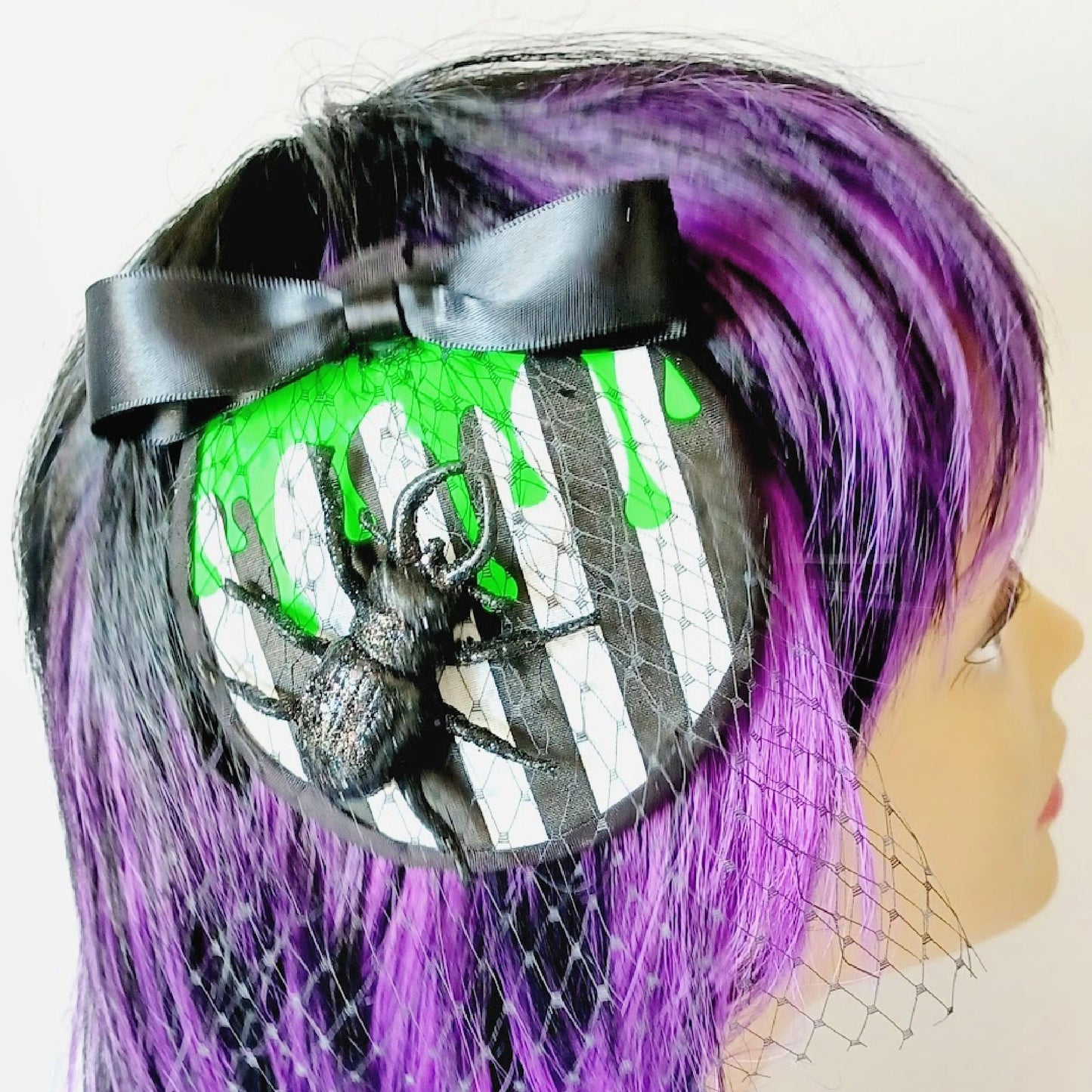Gothic Beetle Fascinator |  Elegant Monochrome Fascinator | Creepy Halloween Hair Accessory