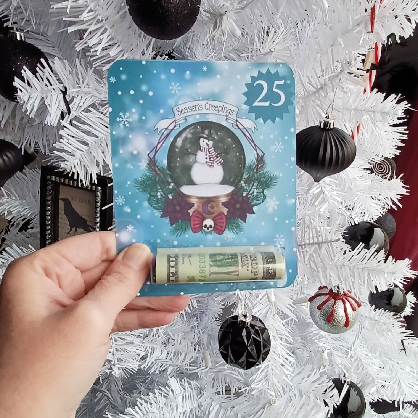 Gothic Yuletide Cash Present | Creepy Christmas Money Holder | Stocking Stuffer