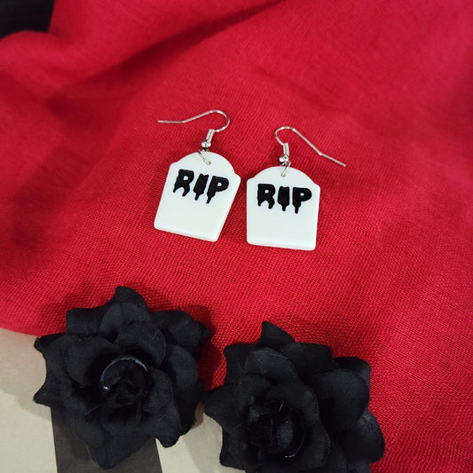 Tombstone Earrings | RIP Charm Earrings | Acrylic Gravestones | Gothic Accessories | Dark Cottagecore