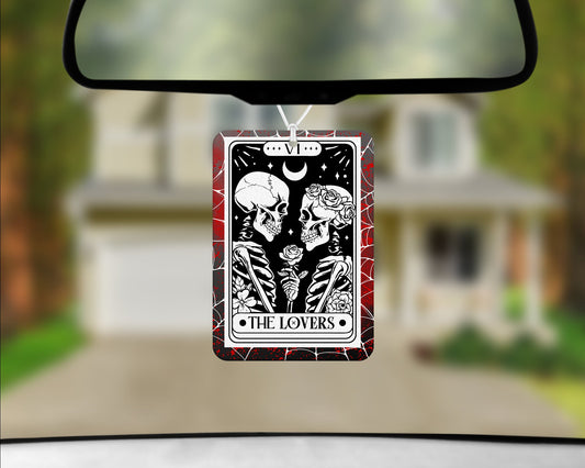The Lovers Tarot Card Car Air Freshener | Skeleton Love | Car Scent | Valentine's Day Car Decor