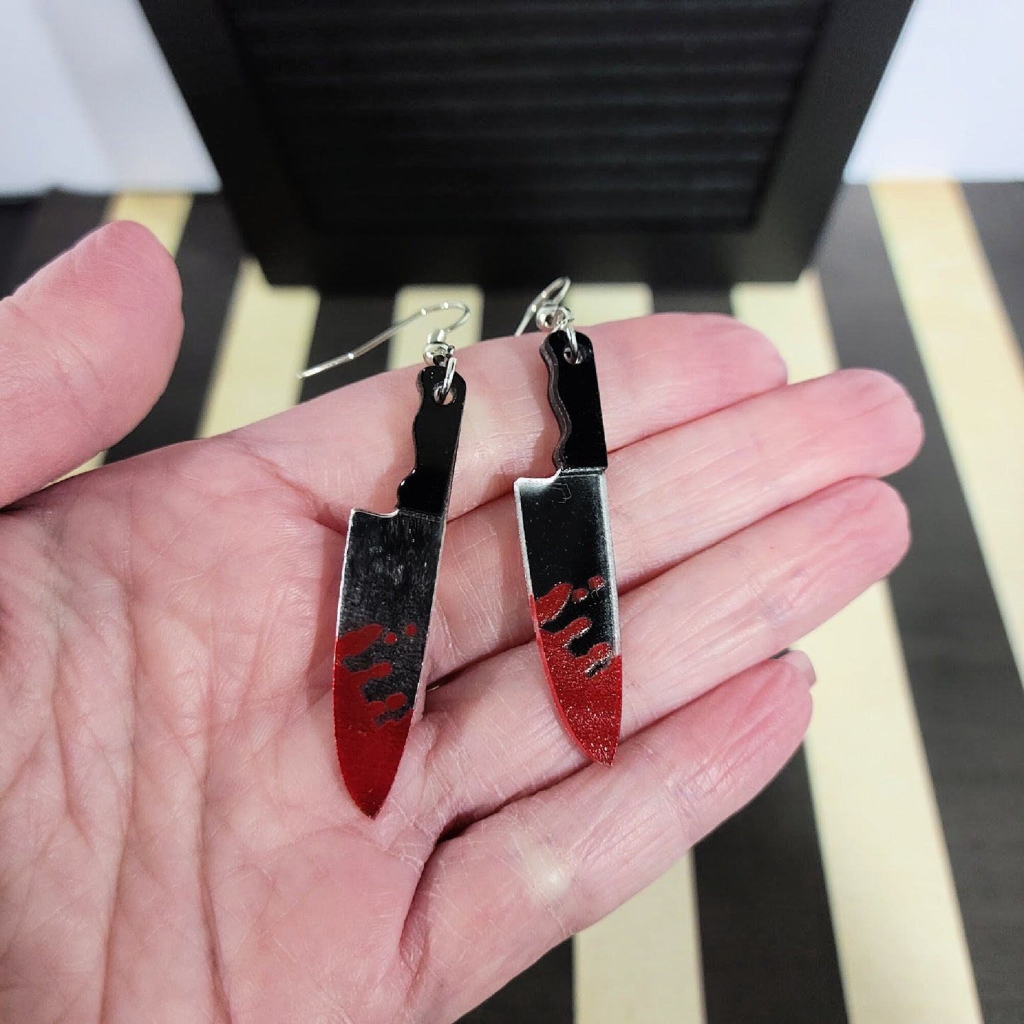 Bloody Knife Earrings | Halloween Horror Jewelry | Valentine's Day Massacre Gift | Gothic Style