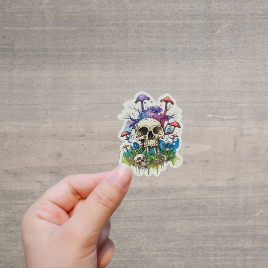 Psychedelic Skull and Mushroom Die-Cut Stickers | Trippy and Dark Die-Cut Stickers| Gothic Stickers