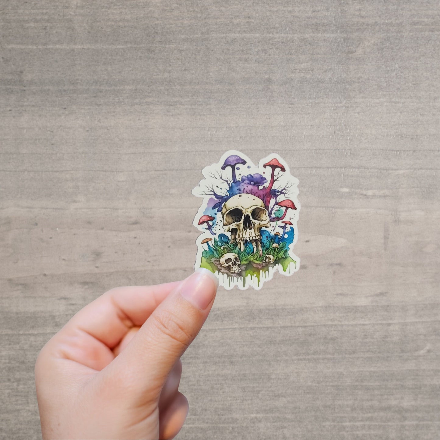 Psychedelic Skull and Mushroom Die-Cut Stickers | Trippy and Dark Die-Cut Stickers| Gothic Stickers